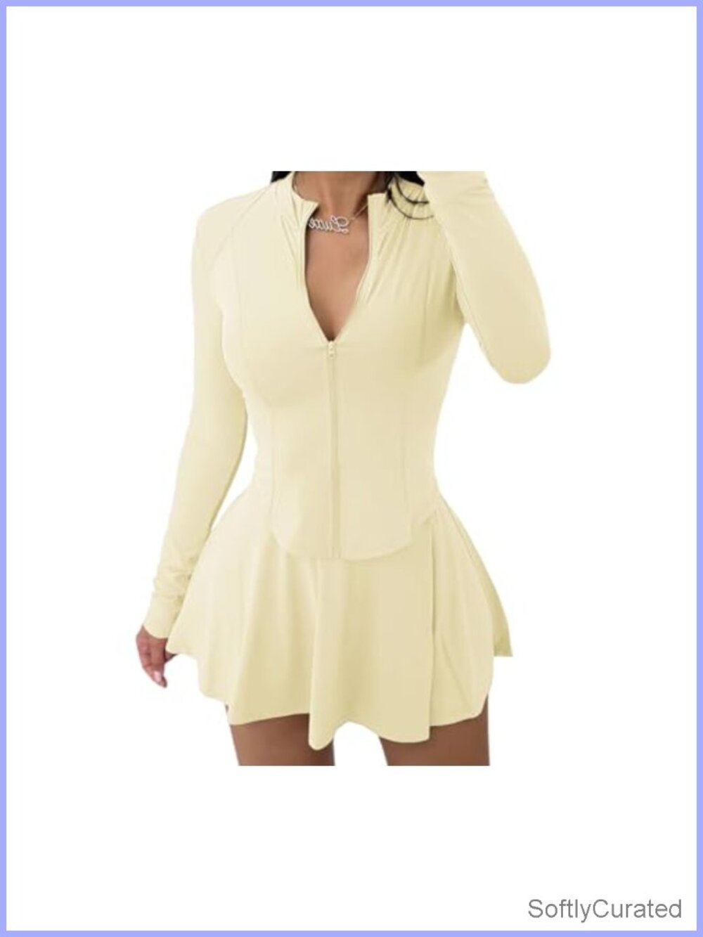 2 Piece Skirt Set with Long Sleeve Zipper Jacket Pleated Mini Skirt Tracksuit
